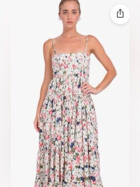 cinq a sept Floral Spaghetti-Strap Maxi Dress in White, Pink, Blue, Green New
